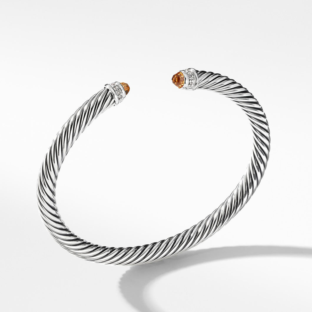 David Yurman Cable Classic Collection Bracelet with Citrine and Diamonds, 5mm