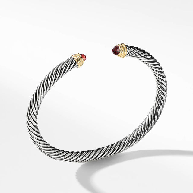 David Yurman Cable Classic Collection Bracelet with Garnet and 14k Yellow Gold - Medium