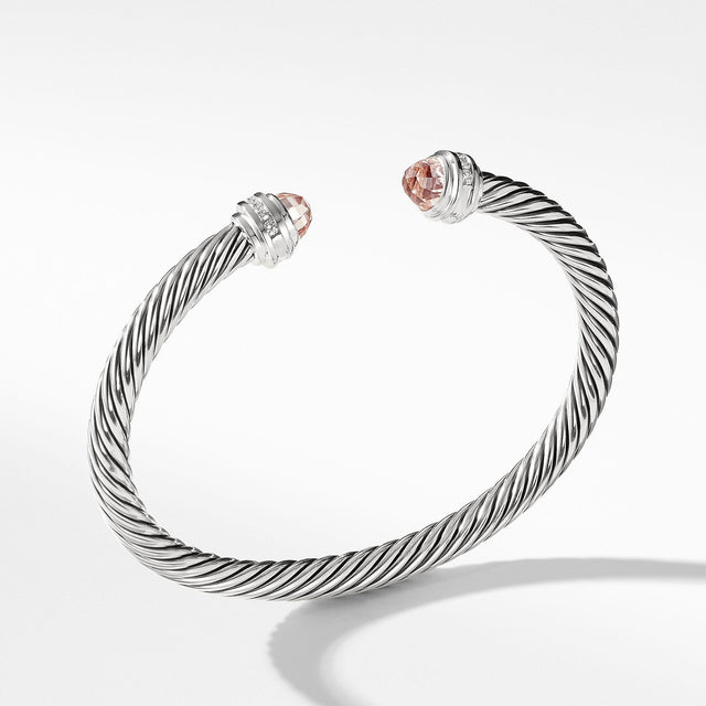 David Yurman Cable Classic Collection Bracelet with Morganite and Diamonds, 5mm - Medium