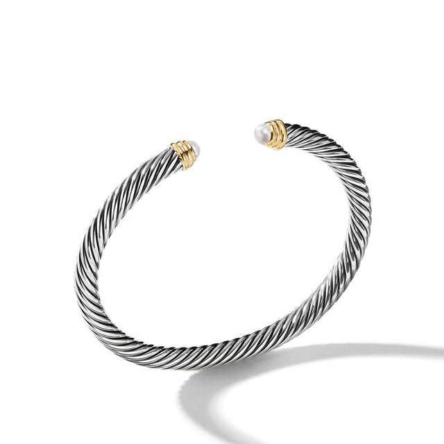 David Yurman Cable Classic Collection Bracelet with Pearls and 14k Yellow Gold, 5mm - Medium