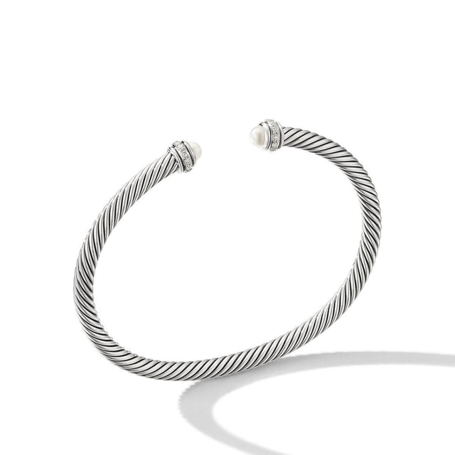 David Yurman Cable Classic Collection Bracelet with Pearls and Diamonds - Small