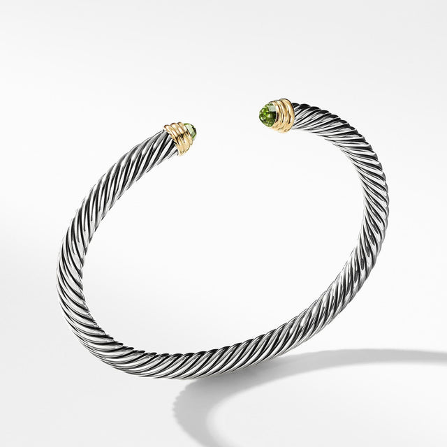 David Yurman Cable Classic Collection Bracelet with Peridot and 14k Yellow Gold, 5mm