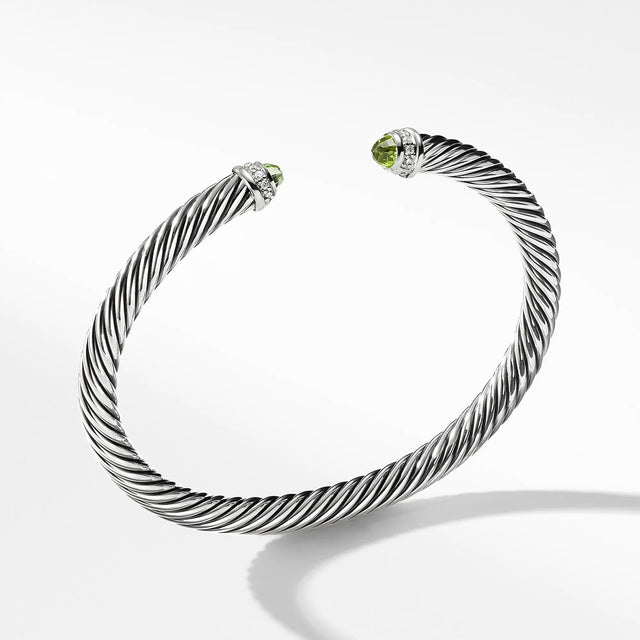David Yurman Cable Classic Collection Bracelet with Peridot and Diamonds, 5mm