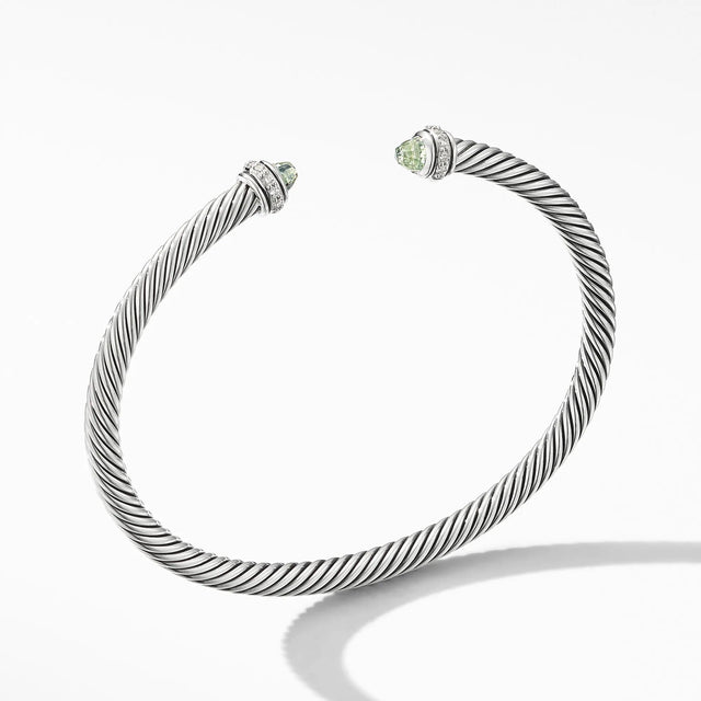 David Yurman Cable Classic Collection Bracelet with Prasiolite and Diamonds, 4mm - Medium