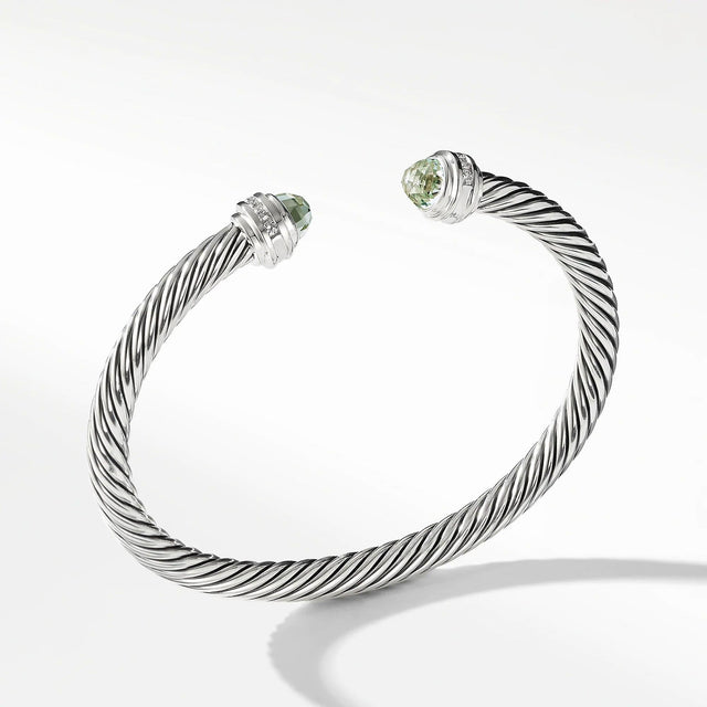 David Yurman Cable Classic Collection Bracelet with Prasiolite and Diamonds, 5mm