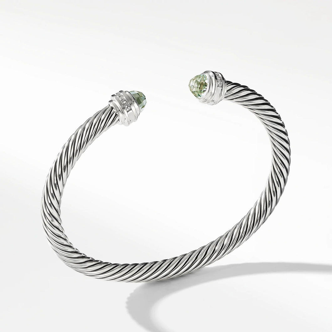 David Yurman Cable Classic Collection Bracelet with Prasiolite and Diamonds, 5mm