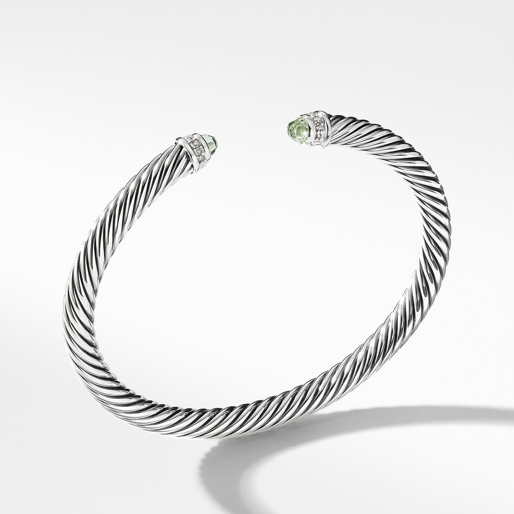 David Yurman Cable Classic Collection Bracelet with Prasiolite and Diamonds, 5mm