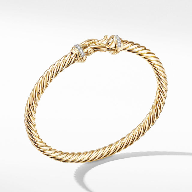 David Yurman Cable Classic Collection Buckle Bracelet in 18k Yellow Gold with Diamonds, 5mm