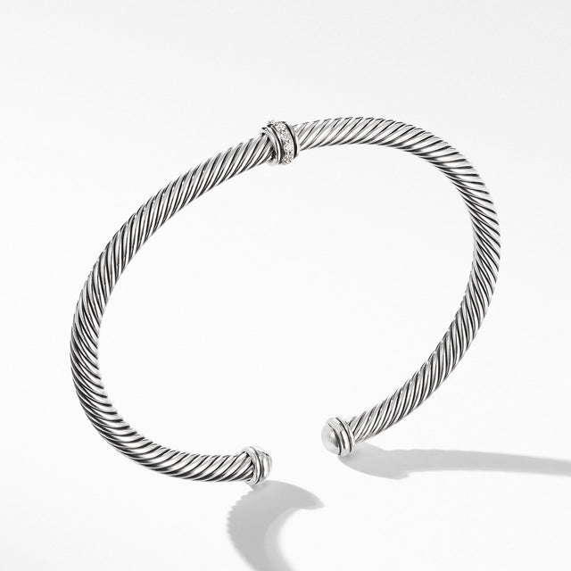David Yurman Cable Classic Collection Center Station Bracelet with Diamonds, 4mm - Medium