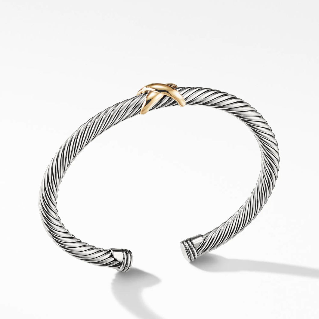 David Yurman Cable Classic Collection X Bracelet with 14k Gold, 5mm - Medium