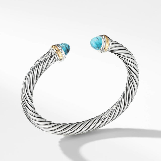David Yurman Cable Classic Collection(R) Bracelet with Turquoise and 14k Yellow Gold - Medium