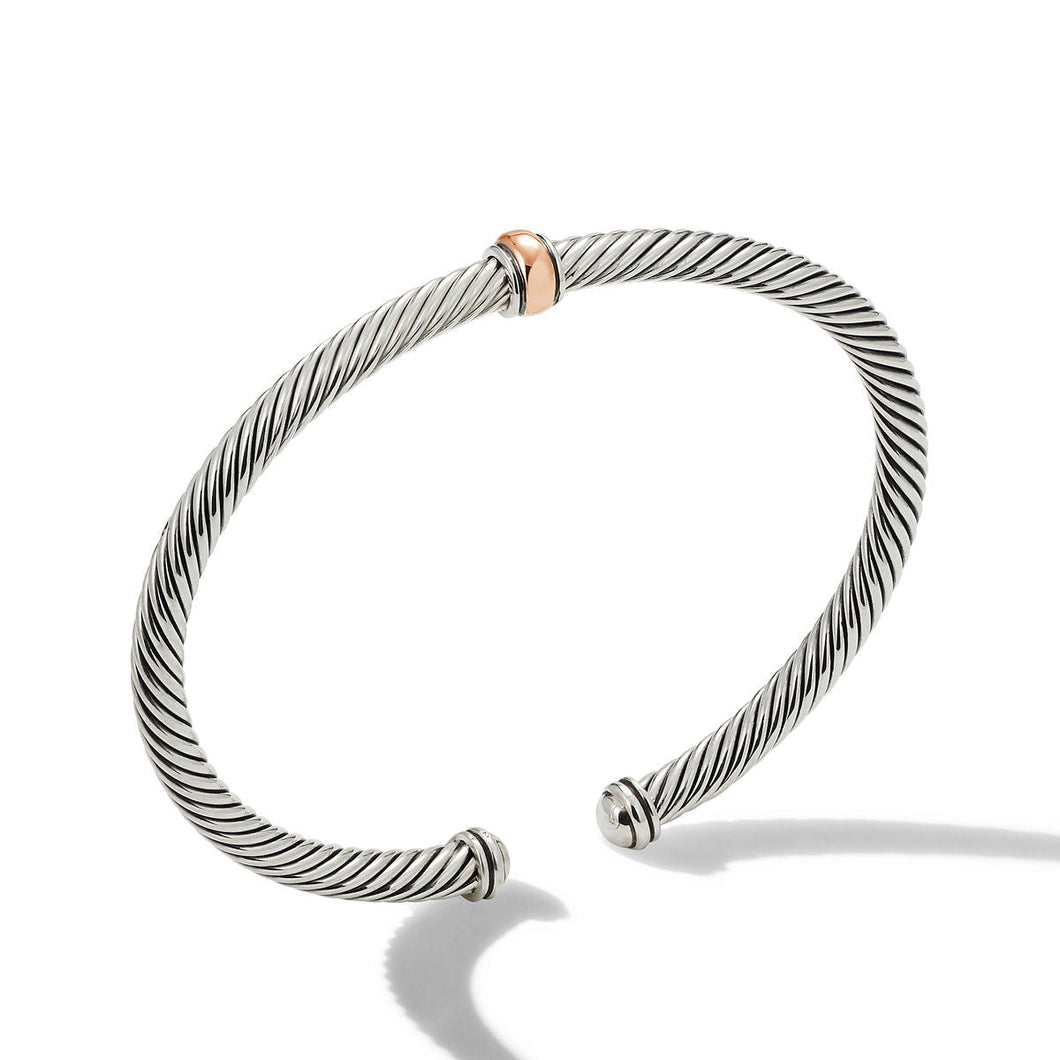 David Yurman Cable Classics Center Station Bracelet with 18K Rose Gold - Medium