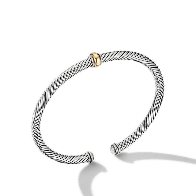 David Yurman Cable Classics Center Station Bracelet with 18k Yellow Gold, Medium