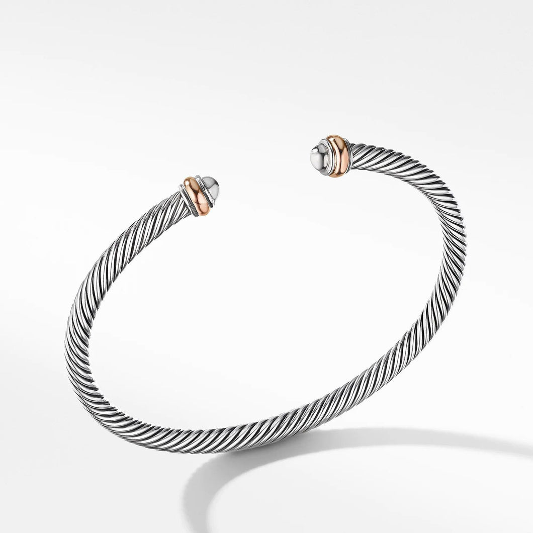 David Yurman Cable Classics Collection Bracelet with 18k Rose Gold, 4mm - Medium