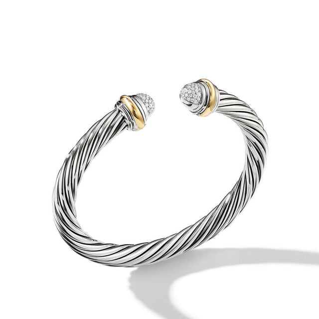 David Yurman Cable Classics Collection Bracelet with Diamonds and 18K Gold - Extra Large