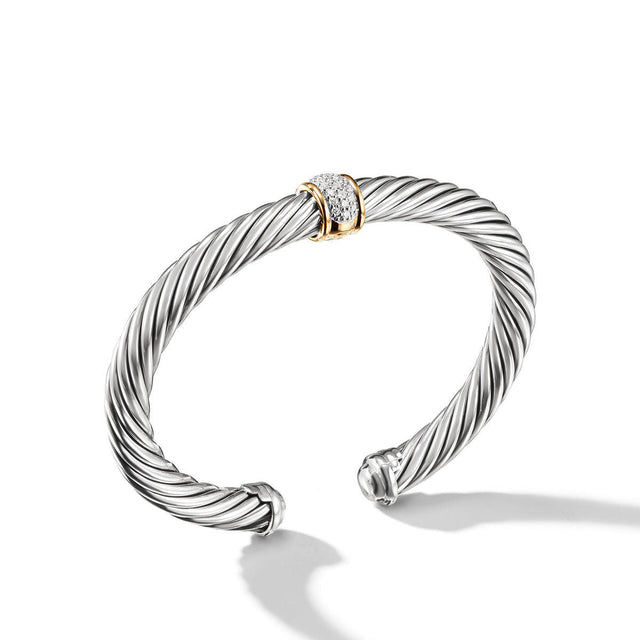 David Yurman Cable Classics Collection Bracelet with Diamonds and 18K Gold - Extra Large