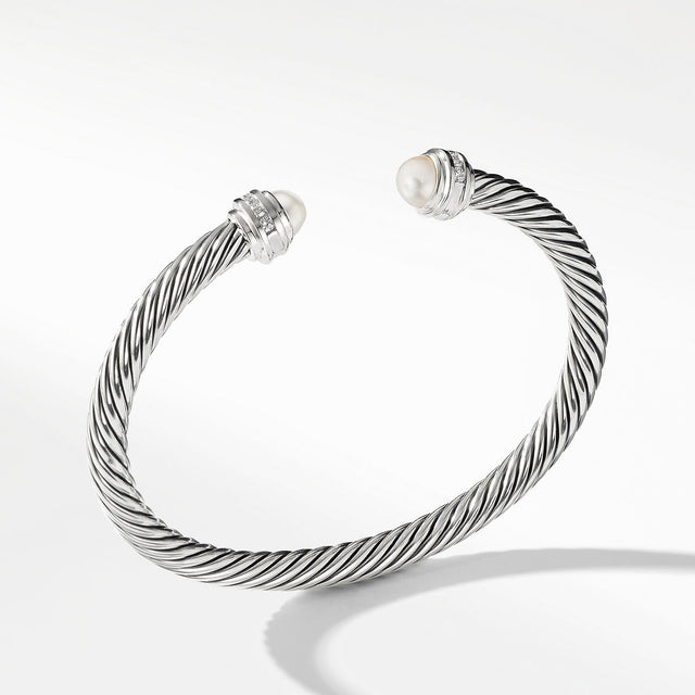 David Yurman Cable Classics Collection Bracelet with Pearls and Diamonds - Extra Small