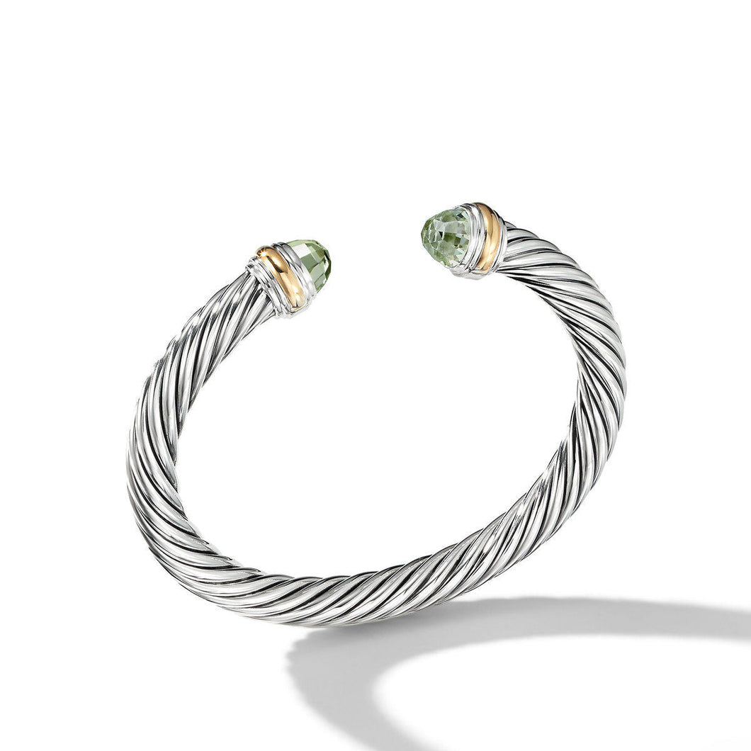 David Yurman Cable Classics Collection Bracelet with Prasiolite and 14K Gold - Medium