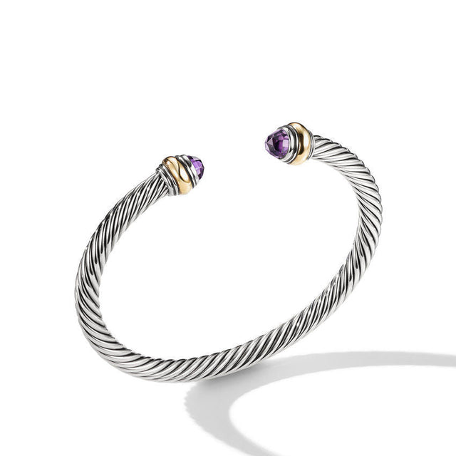 David Yurman Cable Classics Color Bracelet with Amethyst and 14K Yellow Gold, 5mm - Size Medium