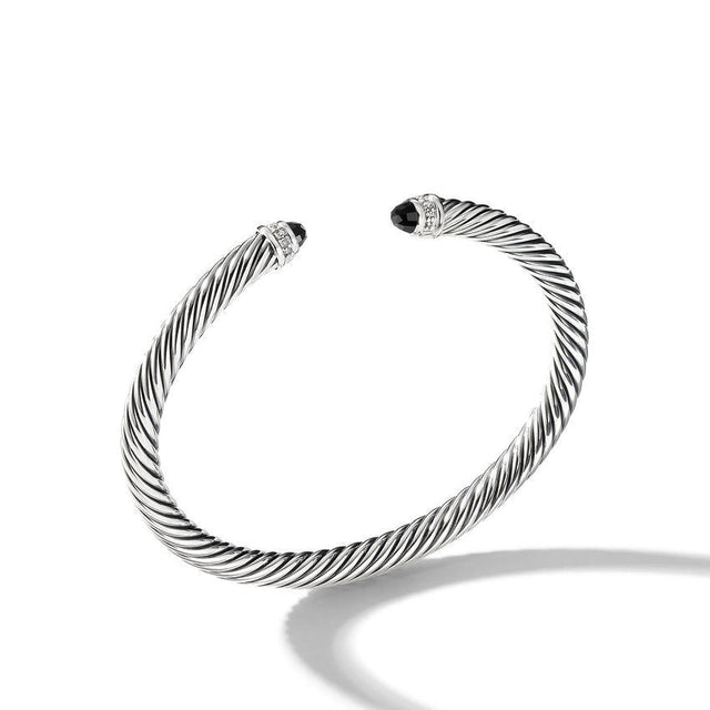 David Yurman Cable Classics Color Bracelet with Black Onyx and Pave Diamonds, 5mm - Size Medium