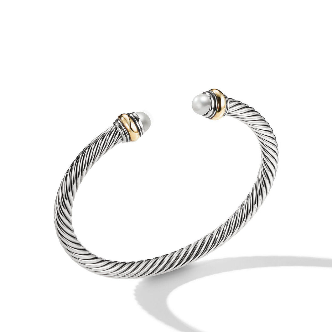 David Yurman Cable Classics Color Bracelet with Pearls and 14K Yellow Gold - Extra Small