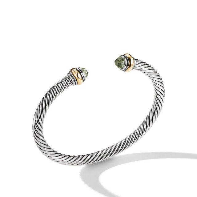 David Yurman Cable Classics Color Bracelet with Prasiolite and 14K Yellow Gold, 5mm - Size Medium