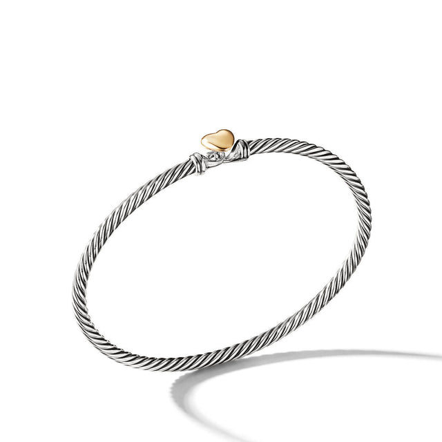 David Yurman Cable Collectibles Heart Bracelet with 18k Gold, 3mm - Small