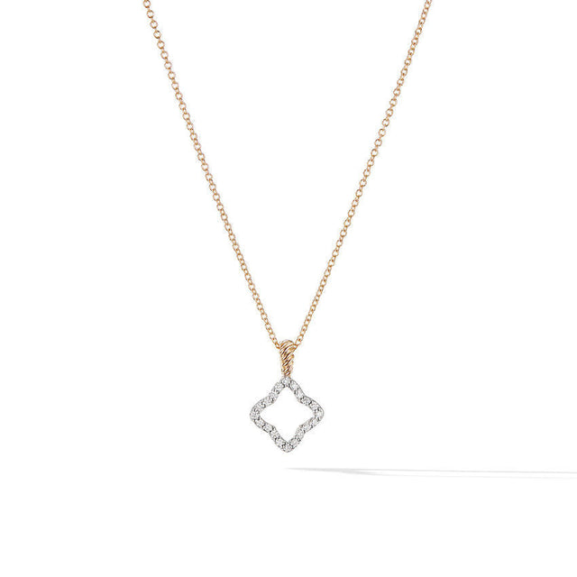 David Yurman Cable Collectibles Quatrefoil Pendant Necklace with Diamonds in 18k Gold - 18 Inches