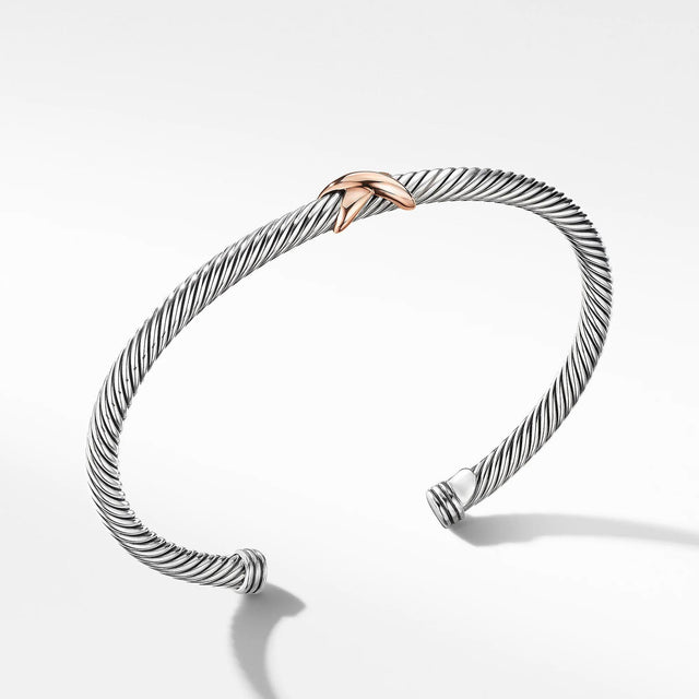 David Yurman Cable Collection X Station Bracelet with 18k Rose Gold, 4mm - Medium