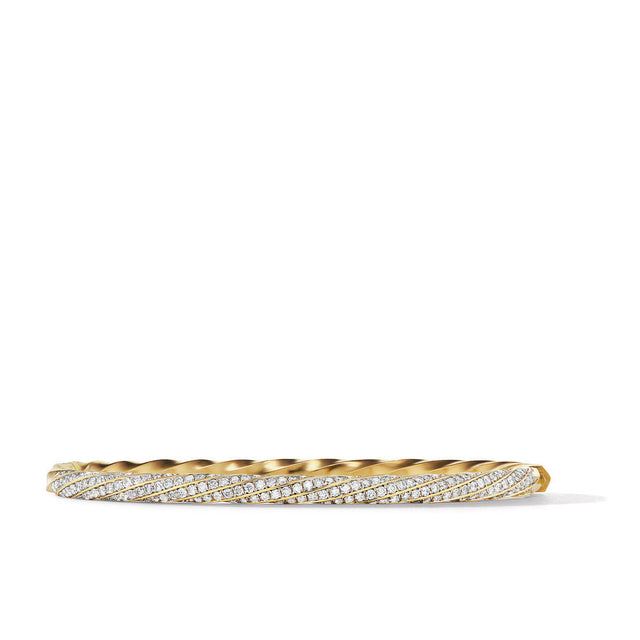 David Yurman Cable Edge Bracelet in Recycled 18K Yellow Gold with Full Pave Diamonds - Medium