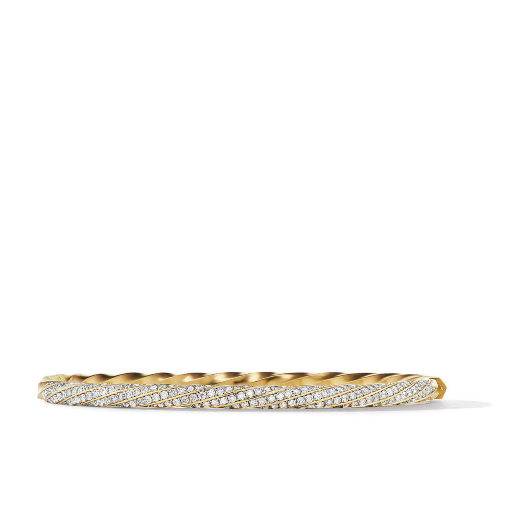 David Yurman Cable Edge Bracelet in Recycled 18K Yellow Gold with Full Pave Diamonds - Medium