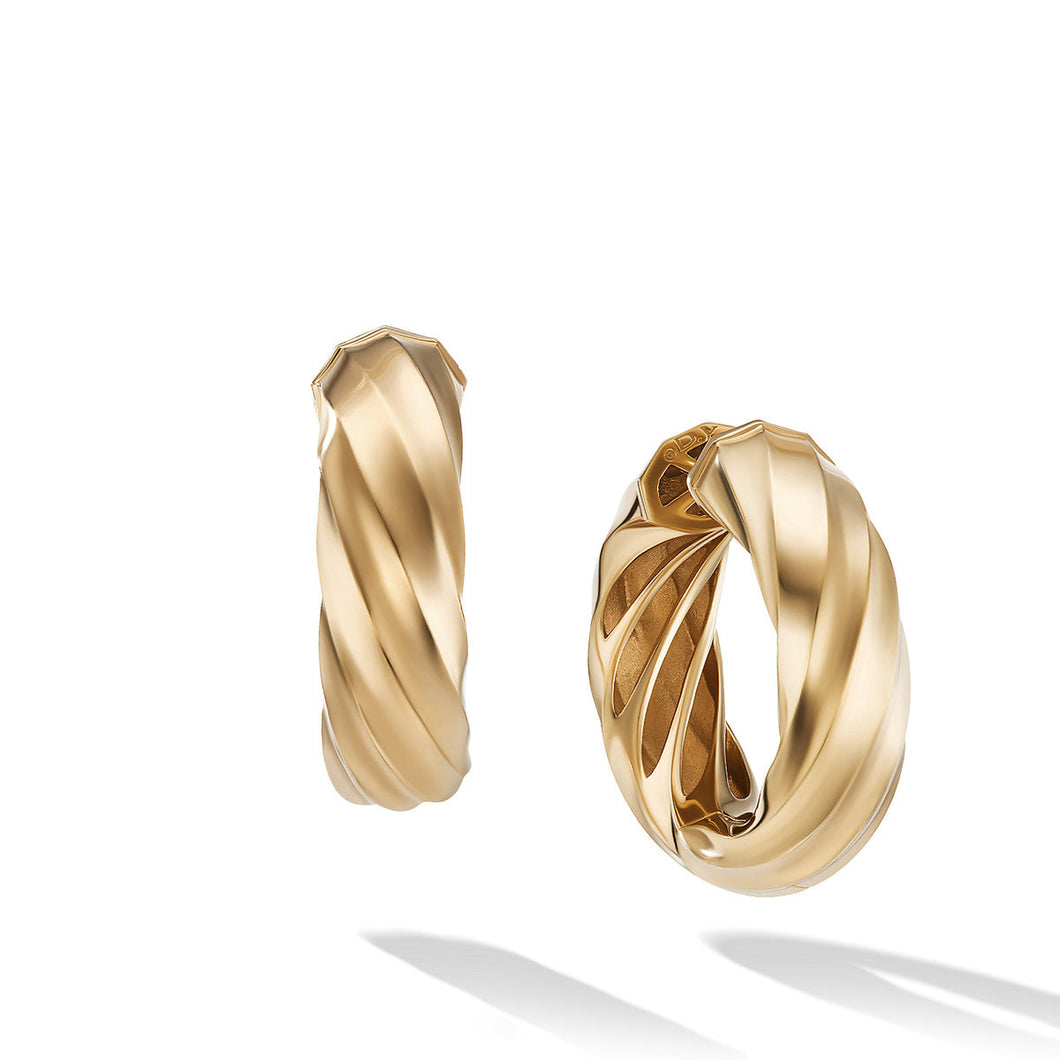 David Yurman Cable Edge Hoop Earrings in Recycled 18K Yellow Gold