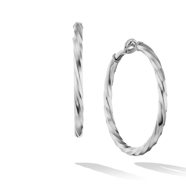 David Yurman Cable Edge Hoop Earrings in Recycled Sterling Silver