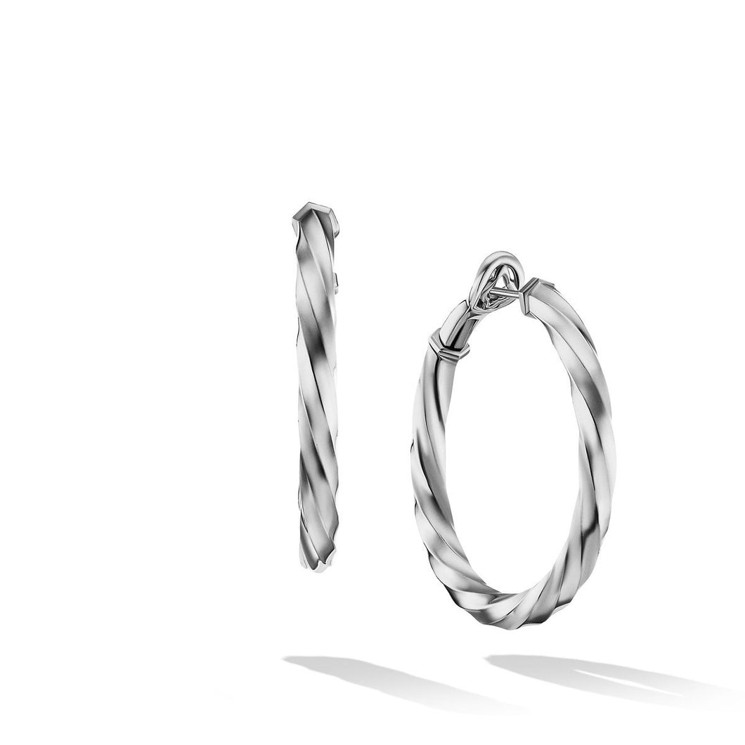 David Yurman Cable Edge Hoop Earrings in Recycled Sterling Silver