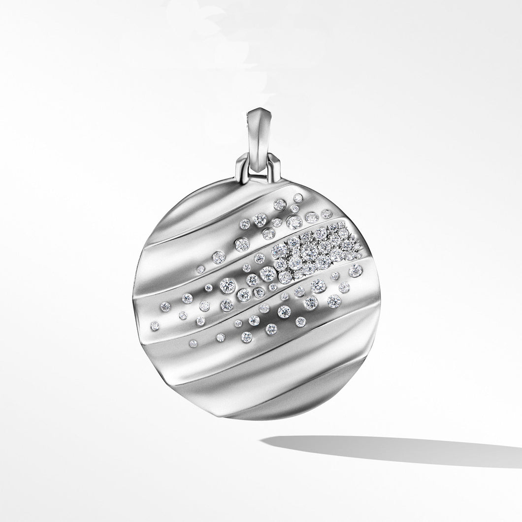David Yurman Cable Edge Pendant in Recycled Sterling Silver with Pave Diamonds