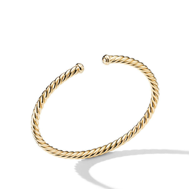 David Yurman Cablespira Bracelet in 18K Yellow Gold, 4mm - Size Medium