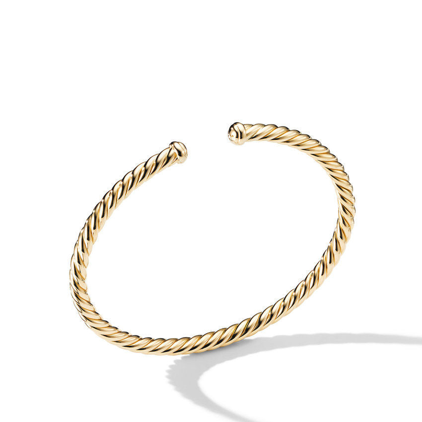 David Yurman Cablespira Bracelet in 18K Yellow Gold, 4mm - Size Medium