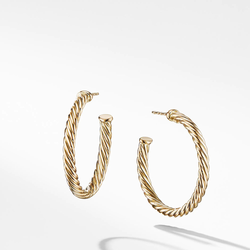 David Yurman Cablespira Hoop Earrings in 18k Yellow Gold