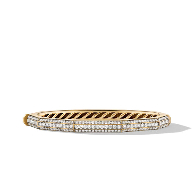 David Yurman Carlyle Bracelet in 18K Yellow Gold with Pave Diamonds - Medium