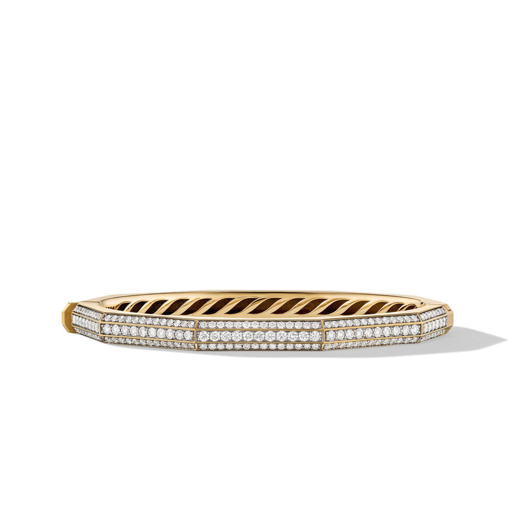 David Yurman Carlyle Bracelet in 18K Yellow Gold with Pave Diamonds - Medium