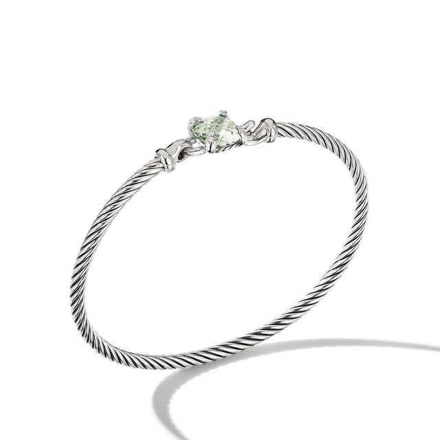 David Yurman Chatelaine Bracelet in Sterling Silver with Prasiolite and Pave Diamonds - Large