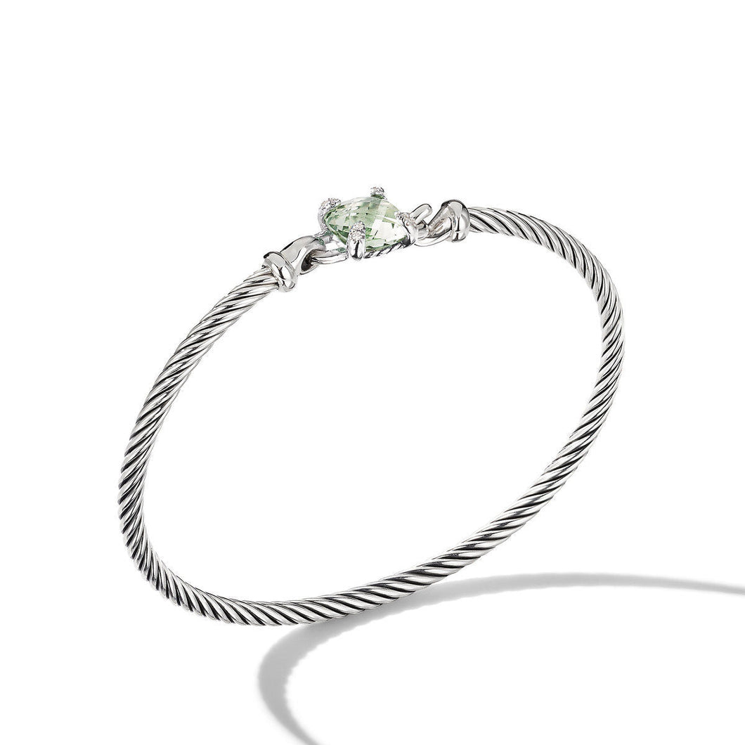 David Yurman Chatelaine Bracelet in Sterling Silver with Prasiolite and Pave Diamonds - Large