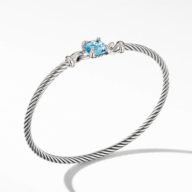 David Yurman Chatelaine Bracelet with Blue Topaz and Diamonds - Medium