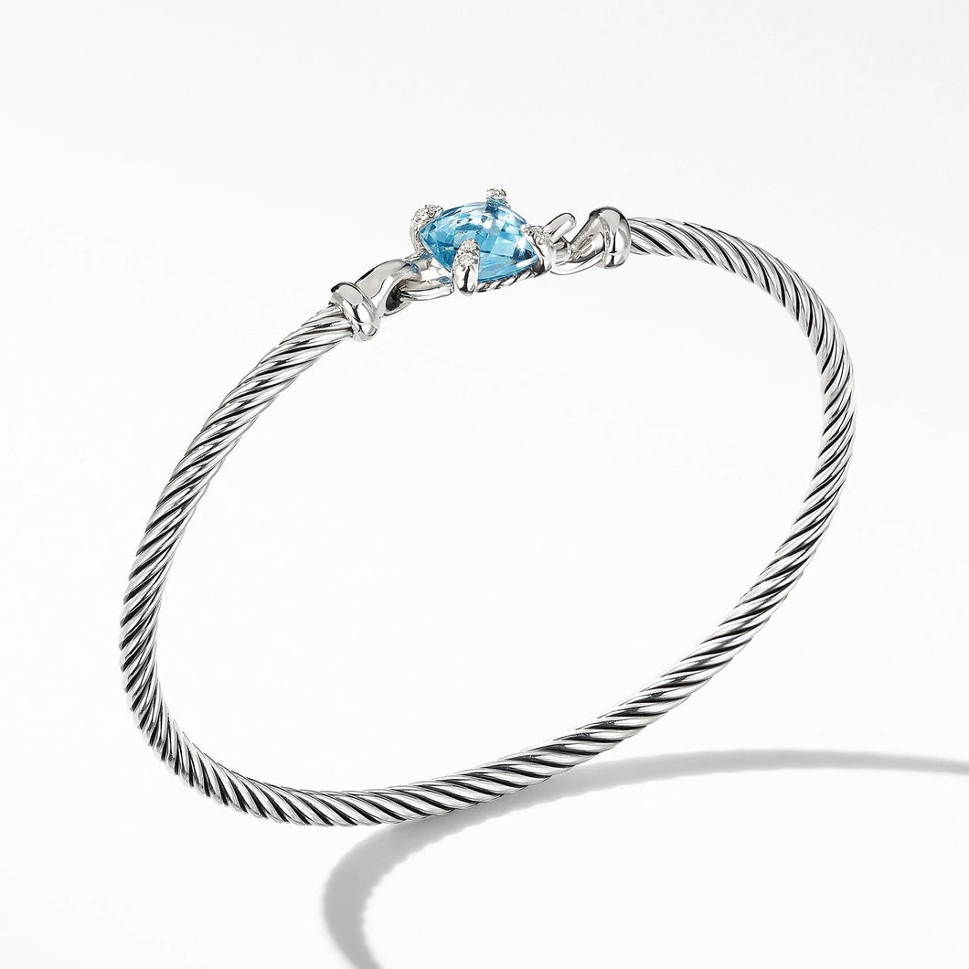 David Yurman Chatelaine Bracelet with Blue Topaz and Diamonds - Medium