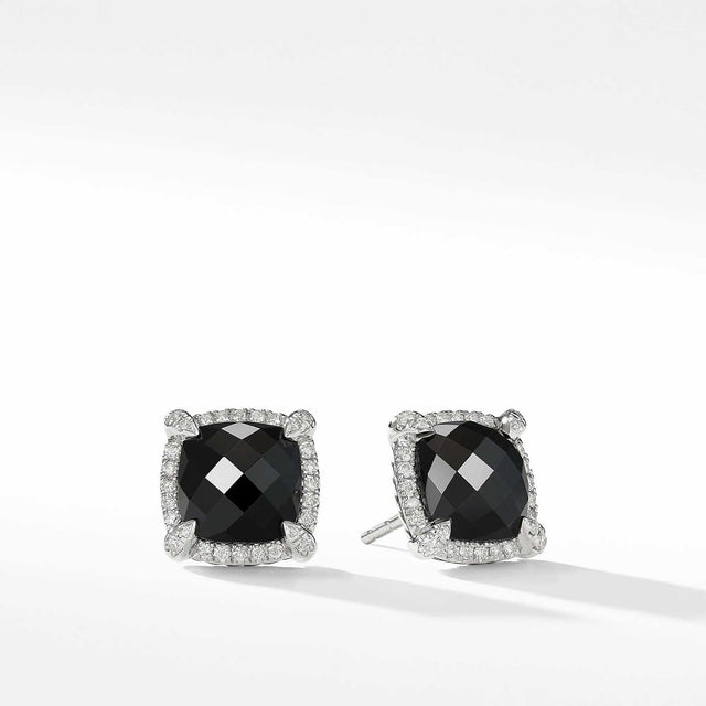 David Yurman Chatelaine Pave Bezel Earring with Black Onyx and Diamonds, 9mm
