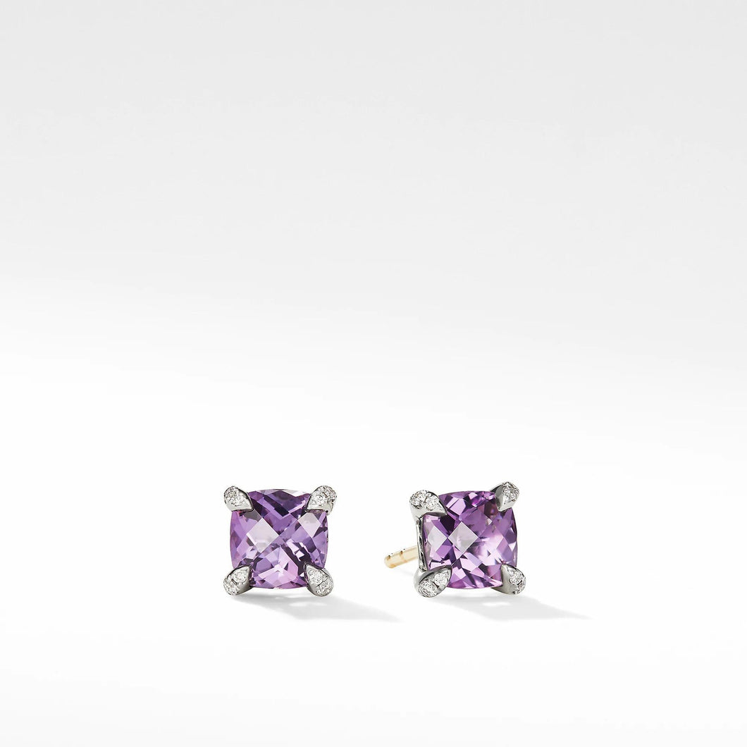 David Yurman Chatelaine Stud Earrings with Amethyst and Diamonds