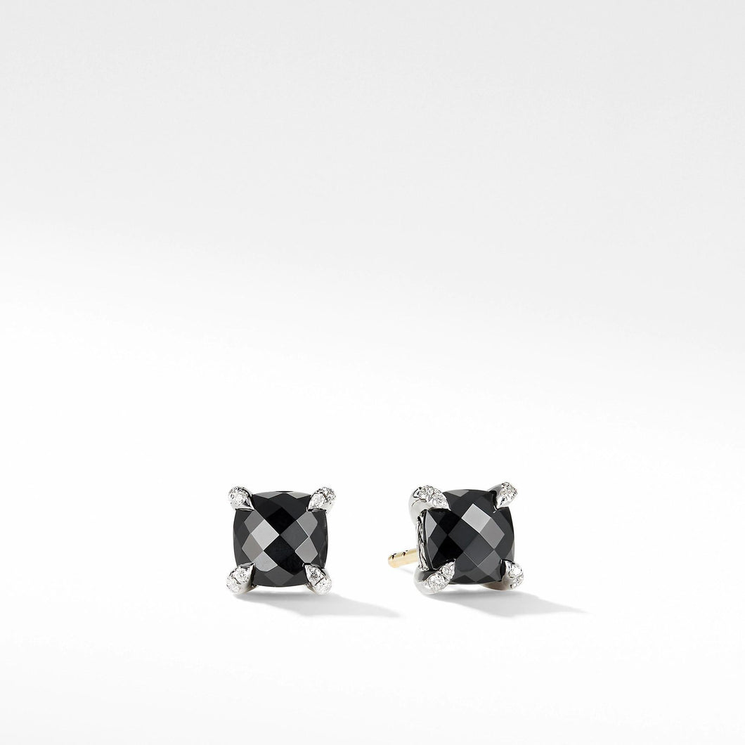 David Yurman Chatelaine Stud Earrings with Black Onyx and Diamonds