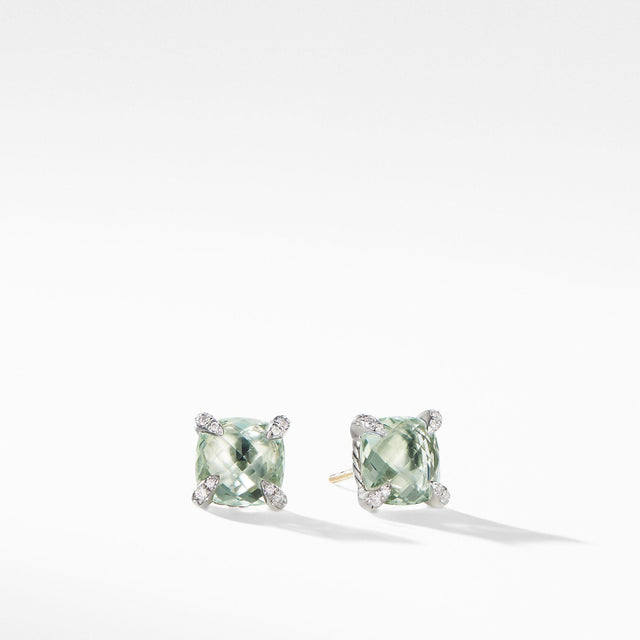 David Yurman Chatelaine Stud Earrings with Prasiolite and Diamonds