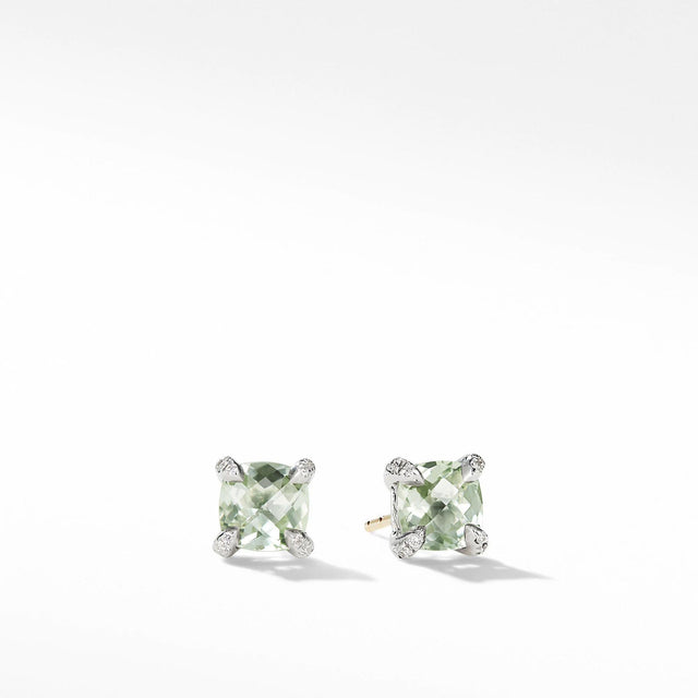 David Yurman Chatelaine Stud Earrings with Prasiolite and Diamonds
