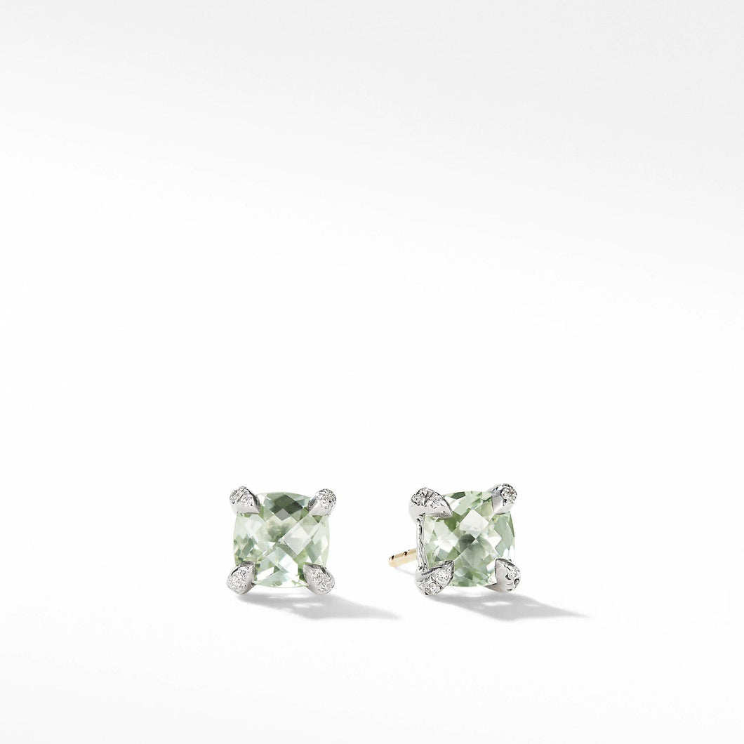 David Yurman Chatelaine Stud Earrings with Prasiolite and Diamonds